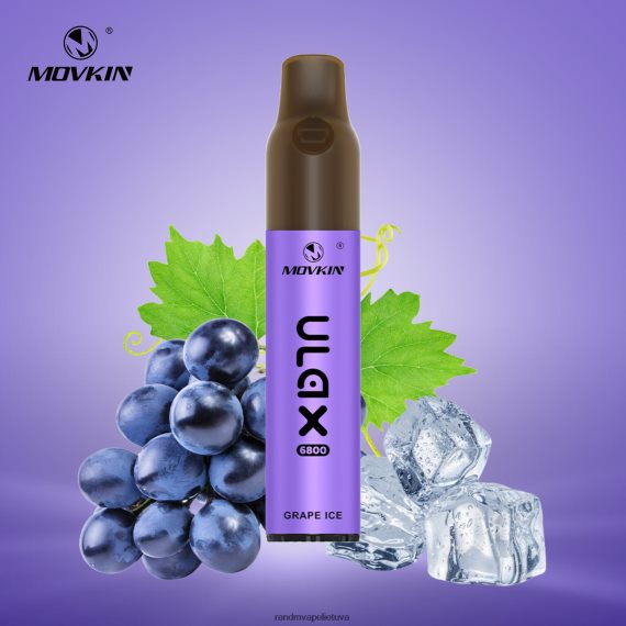 RandM Movkin Ulax 6800 (keraminė ritė) įkraunamas vienkartinis vape pod prietaisas vynuogių ledas RandM tornado vape - FPX6RL62