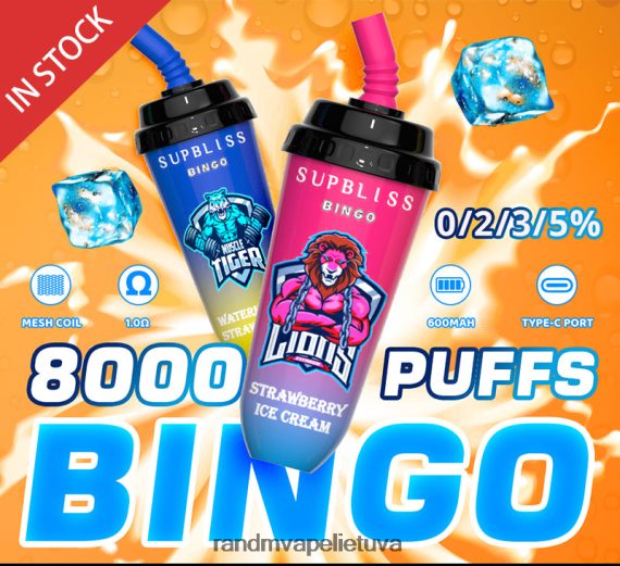 RandM Supbliss Bingo 8000 vape pod prietaisas 1vnt braškiniai ledai 🍦 RandM vape buy - FPX6RL256