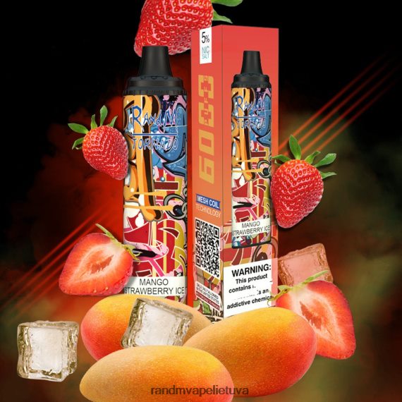 RandM Tornado 6000 oro srauto valdymo vape pod prietaisas 1vnt braškiniai ledai 🍦 RandM vape website - FPX6RL295