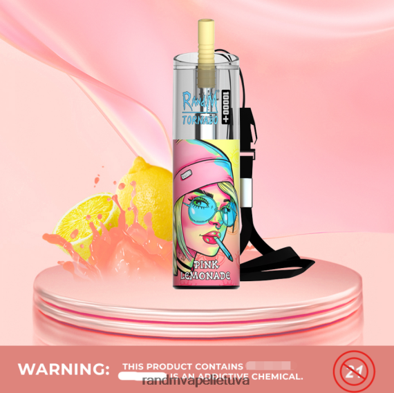 RandM Tornado 10000 plus oro srauto valdymo vape prietaisas 1vnt rožinis limonadas RandM vape Lietuva - FPX6RL77