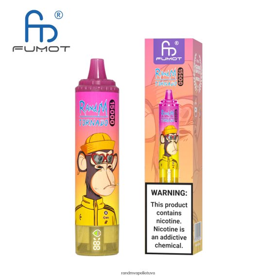 Fumot RandM Tornado 15000 vape įrenginys su baterija ir ejuice ekranu, 1 versija ananasų ledas RandM tornado Lietuva - FPX6RL23