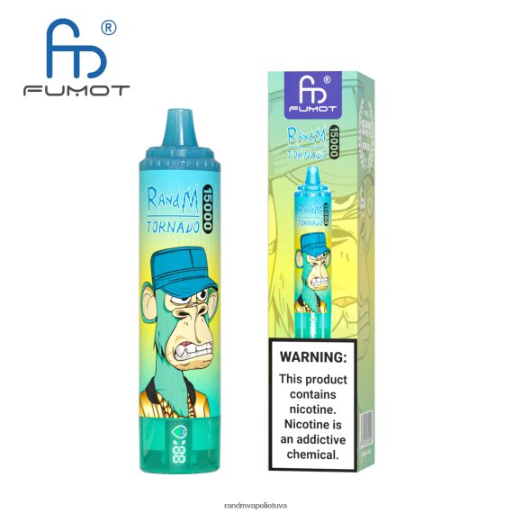 Fumot RandM Tornado 15000 vape įrenginys su baterija ir ejuice ekranu, 1 versija ananasų ledas RandM tornado Lietuva - FPX6RL23