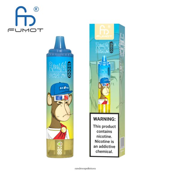 Fumot RandM Tornado 15000 vape įrenginys su baterija ir ejuice ekranu, 1 versija ananasų ledas RandM tornado Lietuva - FPX6RL23