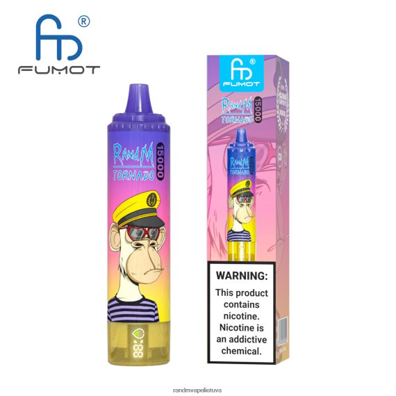 Fumot RandM Tornado 15000 vape įrenginys su baterija ir ejuice ekranu, 1 versija ananasų ledas RandM tornado Lietuva - FPX6RL23