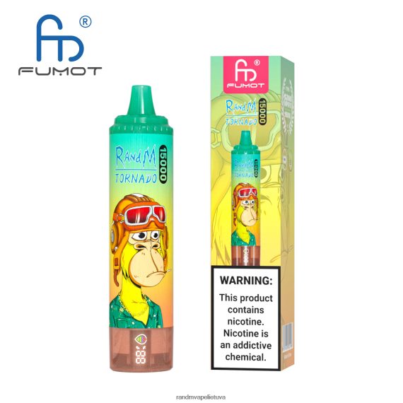 Fumot RandM Tornado 15000 vape įrenginys su baterija ir ejuice ekranu, 1 versija ananasų ledas RandM tornado Lietuva - FPX6RL23