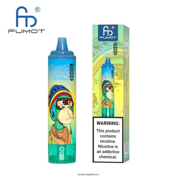 Fumot RandM Tornado 15000 vape įrenginys su baterija ir ejuice ekranu, 1 versija ananasų ledas RandM tornado Lietuva - FPX6RL23
