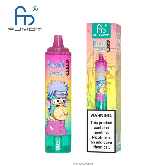 Fumot RandM Tornado 15000 vape įrenginys su baterija ir ejuice ekranu, 1 versija ananasų ledas RandM tornado Lietuva - FPX6RL23