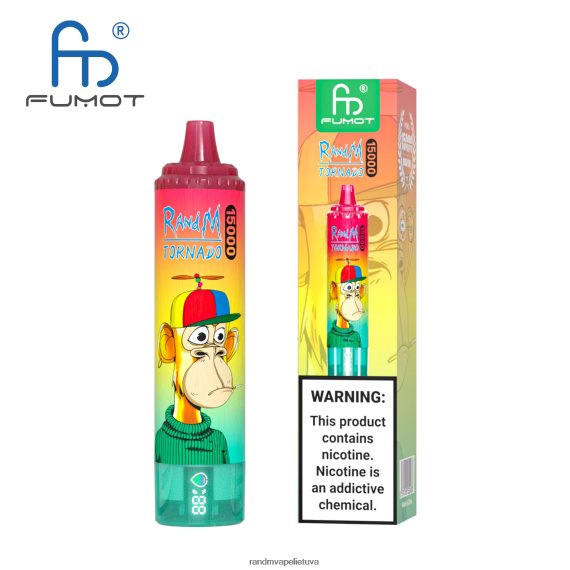 Fumot RandM Tornado 15000 vape įrenginys su baterija ir ejuice ekranu, 1 versija ananasų ledas RandM tornado Lietuva - FPX6RL23