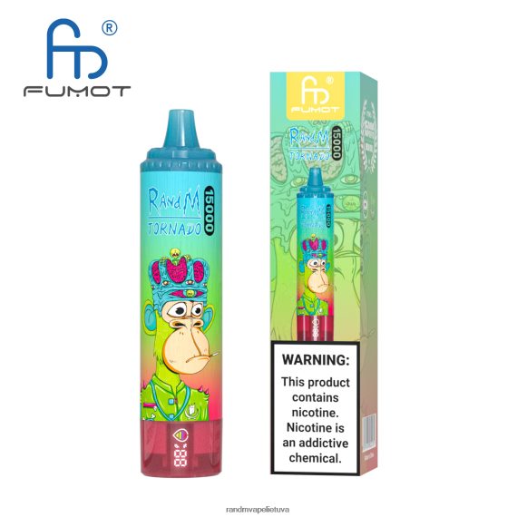 Fumot RandM Tornado 15000 vape įrenginys su baterija ir ejuice ekranu, 1 versija ananasų ledas RandM tornado Lietuva - FPX6RL23
