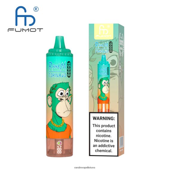 Fumot RandM Tornado 15000 vape įrenginys su baterija ir ejuice ekranu, 1 versija ananasų ledas RandM tornado Lietuva - FPX6RL23