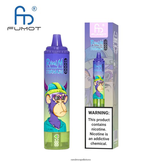 Fumot RandM Tornado 15000 vape įrenginys su baterija ir ejuice ekranu, 1 versija ananasų ledas RandM tornado Lietuva - FPX6RL23