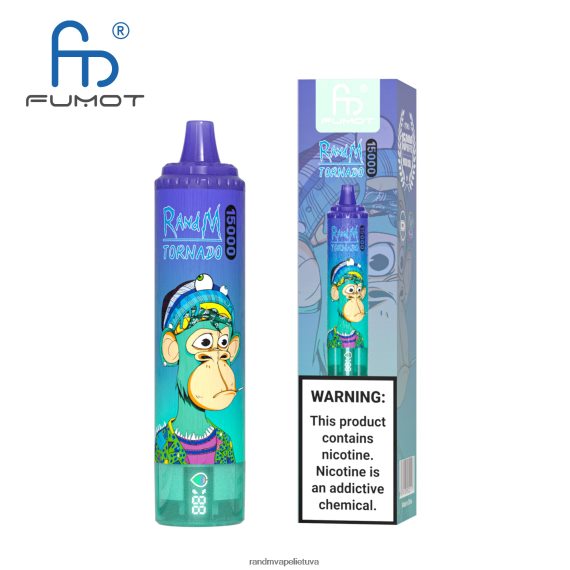 Fumot RandM Tornado 15000 vape įrenginys su baterija ir ejuice ekranu, 1 versija ananasų ledas RandM tornado Lietuva - FPX6RL23
