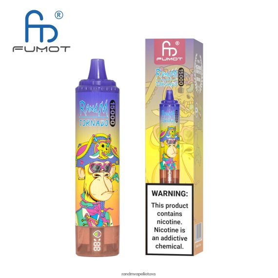 Fumot RandM Tornado 15000 vape įrenginys su baterija ir ejuice ekranu, 1 versija ananasų ledas RandM tornado Lietuva - FPX6RL23