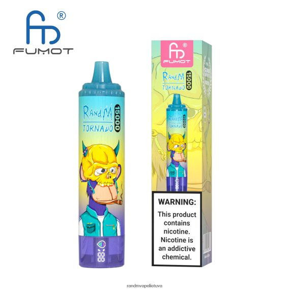Fumot RandM Tornado 15000 vape įrenginys su baterija ir ejuice ekranu, 1 versija ananasų ledas RandM tornado Lietuva - FPX6RL23
