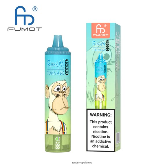 Fumot RandM Tornado 15000 vape įrenginys su baterija ir ejuice ekranu, 1 versija ananasų ledas RandM tornado Lietuva - FPX6RL23