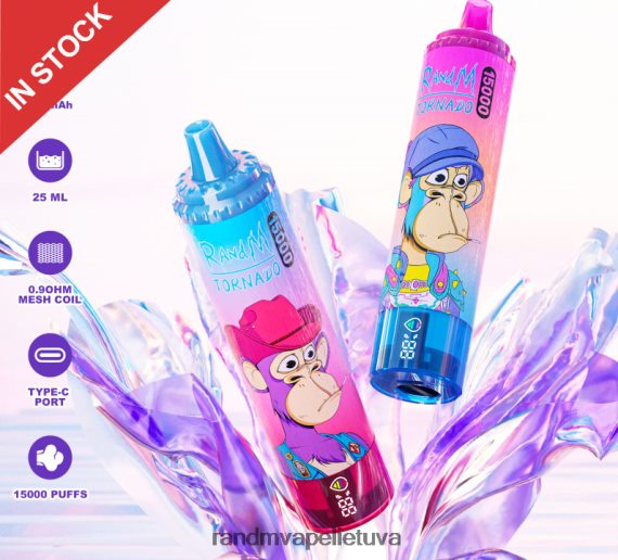 Fumot RandM Tornado 15000 vape įrenginys su baterija ir ejuice ekranu, 1 versija arbūzų ledas RandM tornado kaina - FPX6RL20