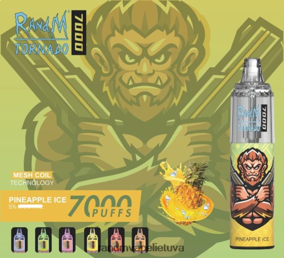 RandM Tornado 7000 oro srauto valdymo vape prietaisas 1vnt ananasų ledas RandM tornado kaina - FPX6RL180