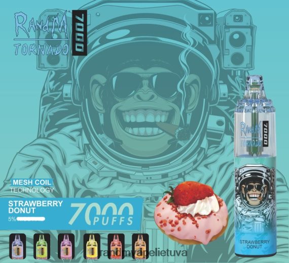 RandM Tornado 7000 oro srauto valdymo vape prietaisas 1vnt braškinė spurga RandM vape Lietuva - FPX6RL167