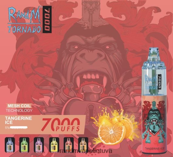 RandM Tornado 7000 oro srauto valdymo vape prietaisas 1vnt mandarinų ledas RandM vape buy - FPX6RL166