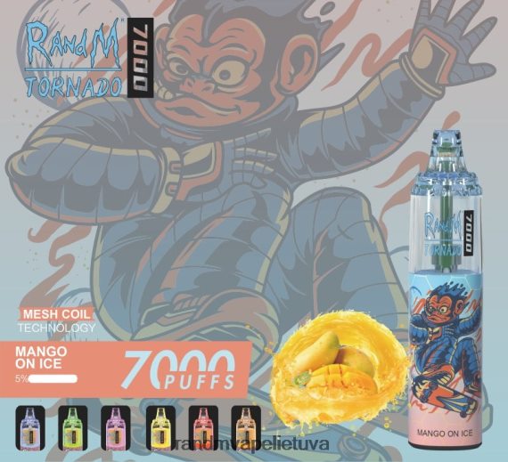 RandM Tornado 7000 oro srauto valdymo vape prietaisas 1vnt mango ant ledo RandM tornado kaina - FPX6RL170