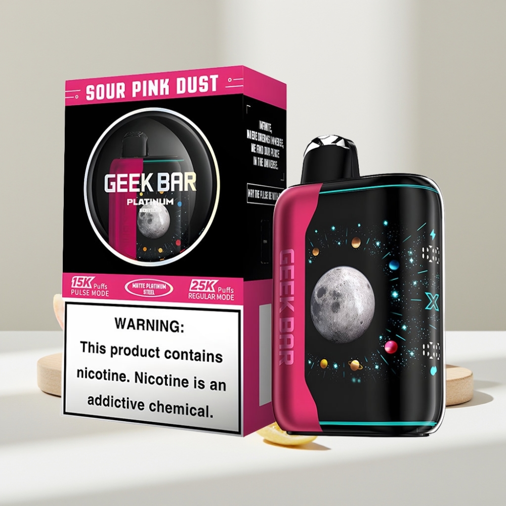 GEEK BAR Platinum Edition 25000 Disposable Vape Rūgštus Rožinis Dulkių, 20mL, 2% nikotino, USB-Type C