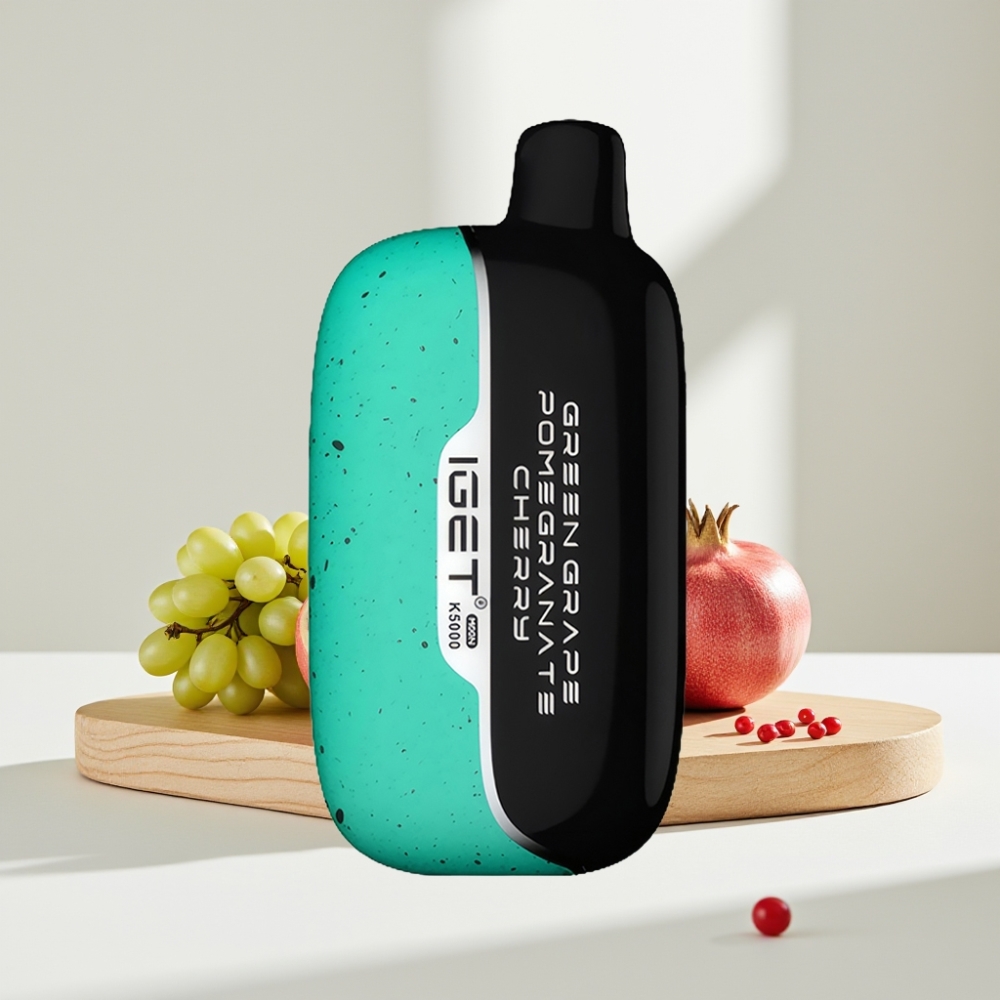 IGET Moon K5000 Puffs Žalias Vynuogės Granata Vyšnios, 5000 Puffs, 81.5 g