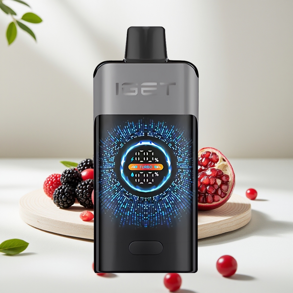 IGET ONE 12000 Puffs Disposable Vape Juodoji Uoga Vyšnia Granatas, 12000 Puffs, 2700 mAh, 0.6 ohm