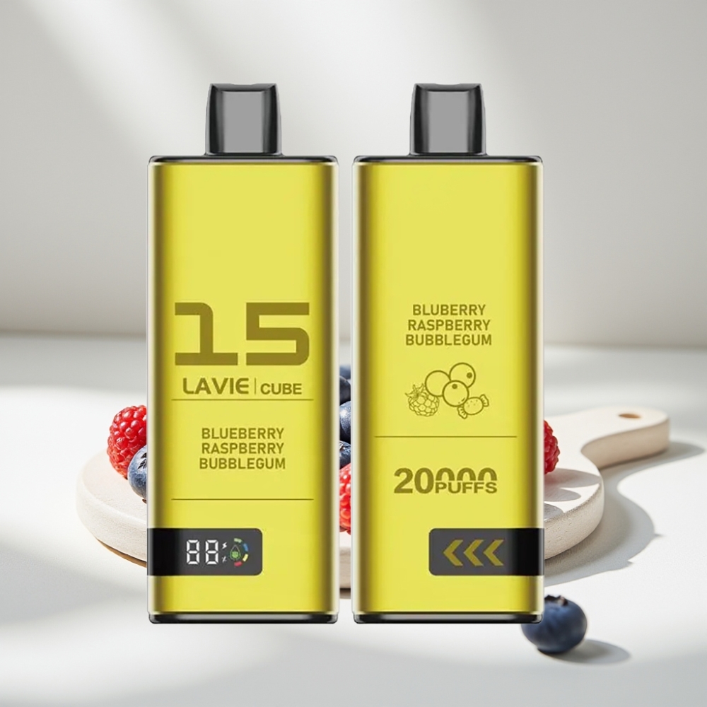 Lavie Cube 20000 Puffs Disposable Vape Mėlynųjų aviečių ir aviečių kramtomosios gumos skonis, 28ML, Type C