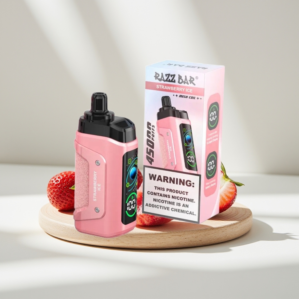 Razz Bar 45000 Puffs Disposable Vape Braškės Ledas, 45000 Puffs, 1.0 Ohm, 650 mAh