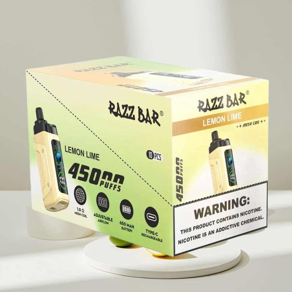 Razz Bar 45000 Puffs Disposable Vape Citrinų Lime ir Uogų, 45000 Puffs, 1.0 Ohm, 650 mAh