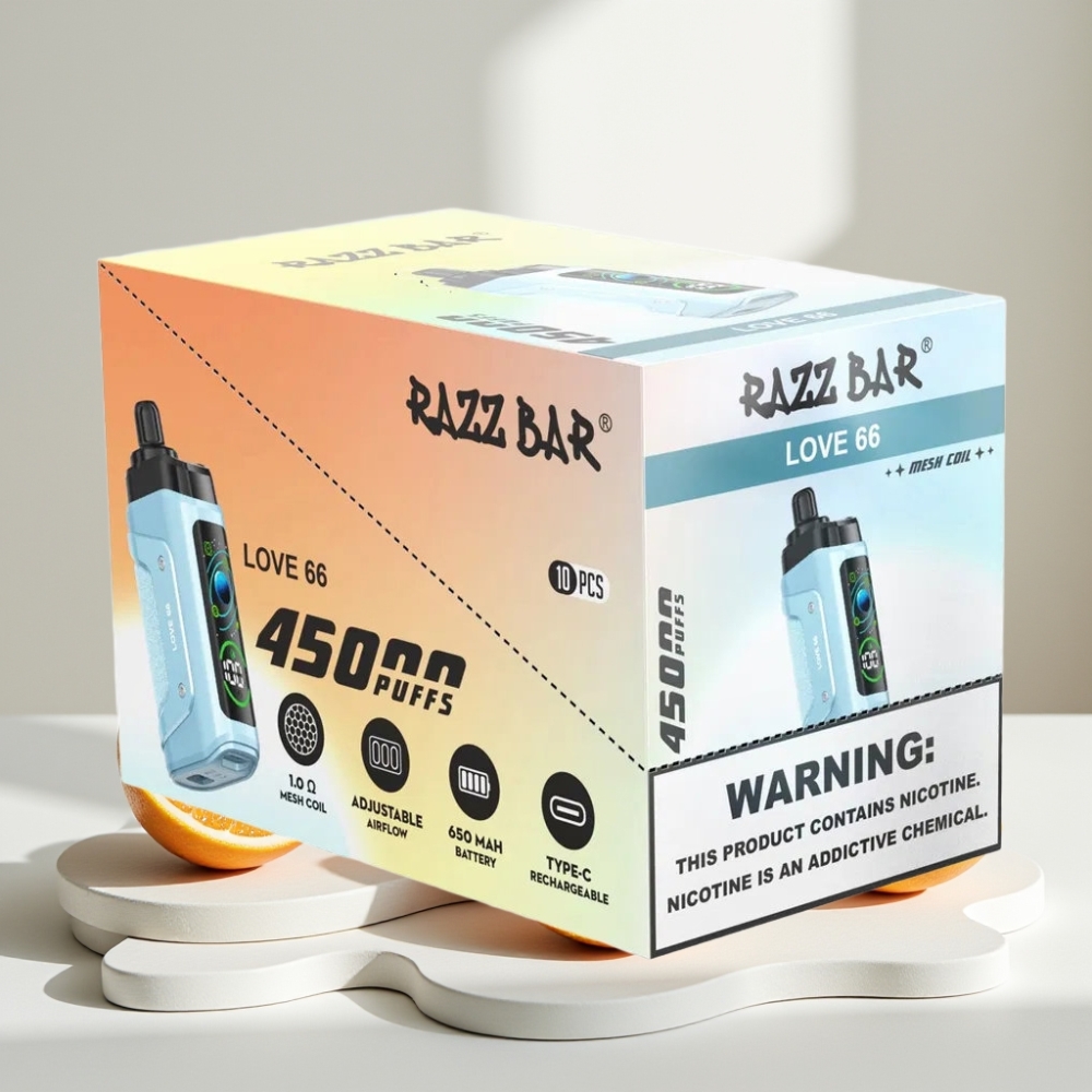 Razz Bar 45000 Puffs Disposable Vape Meilė 66, 45000 Puffs, 1.0 Ohm, Type-C