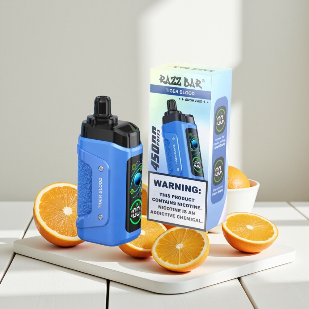 Razz Bar 45000 Puffs Disposable Vape Tigro Kraujas, 45000 Puffs, 1.0 Ohm, 650 mAh