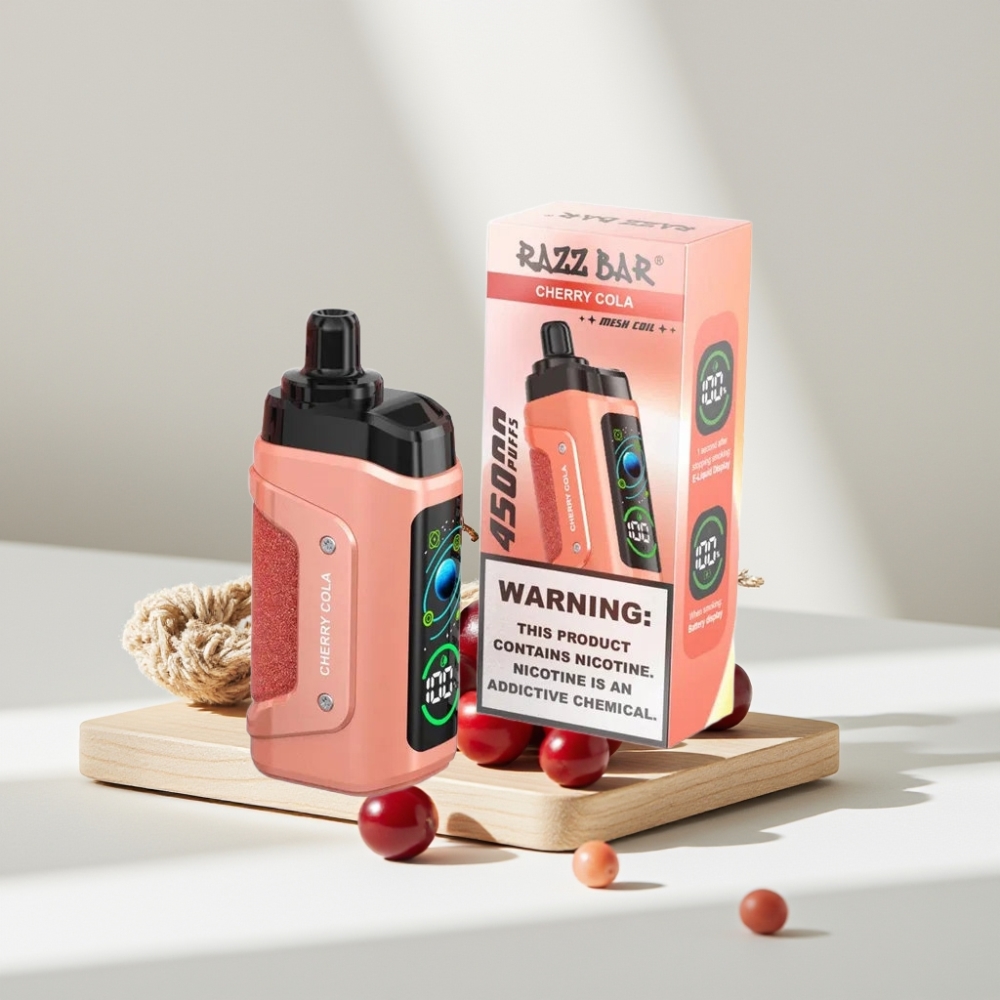 Razz Bar 45000 Puffs Disposable Vape Vyšnių Kola, 45000 Puffs, 1.0 Ohm, 650 mAh