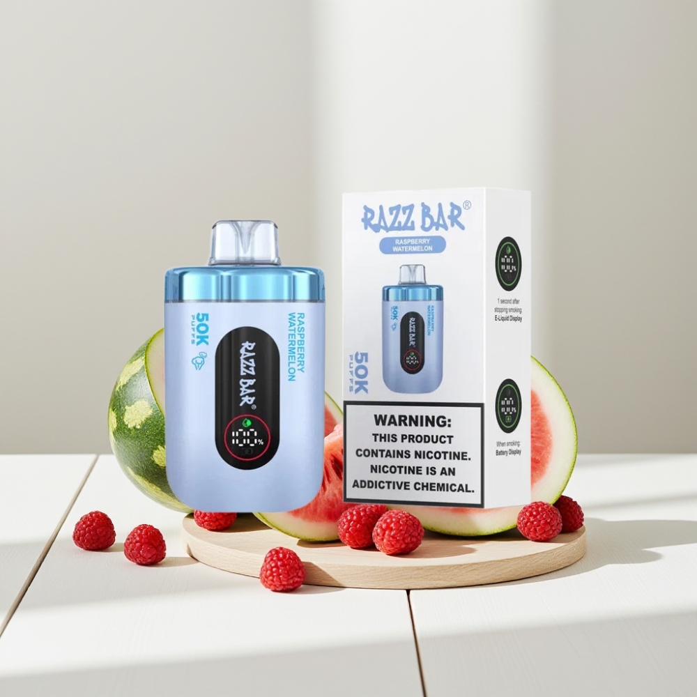 Razz Bar 50K Puffs Disposable Vape Avietė Arbūzas, 50000 Puffs, Type-C, 2% Nikotino