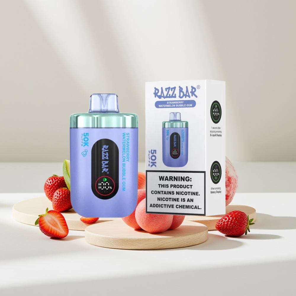 Razz Bar 50K Puffs Disposable Vape Braškės Arbūzo Burbuolių Guma 50000 Puffs 1.0 Ohm 650mAh