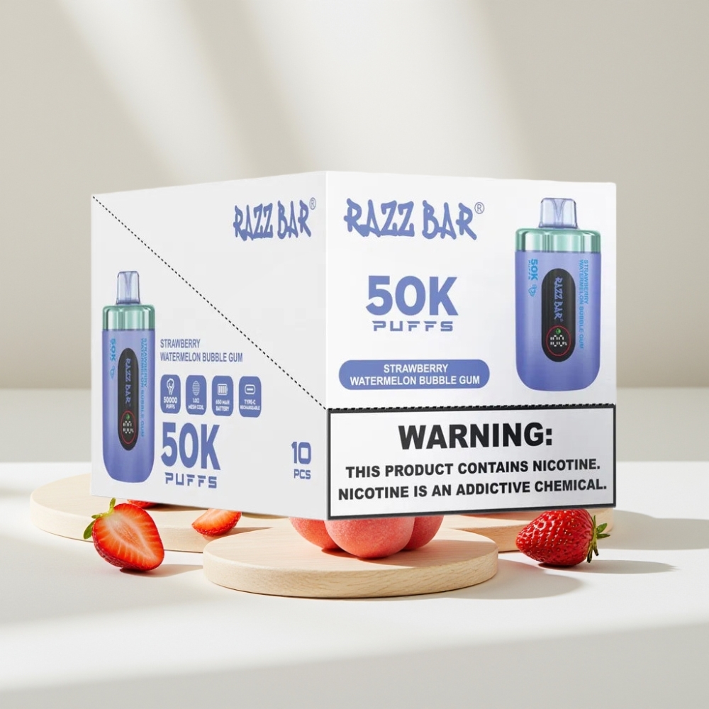 Razz Bar 50K Puffs Disposable Vape Braškės Arbūzo Burbuolių Guma 50000 Puffs 1.0 Ohm 650mAh